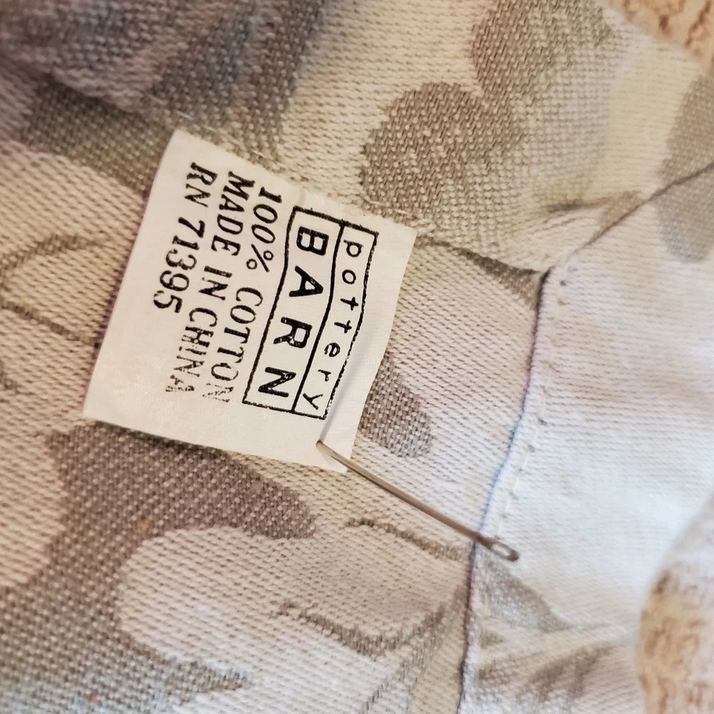 Pottery Barn Oak Leaf Cotton Cloth Napkins Set of 3 Sage Green Cream Jacquard